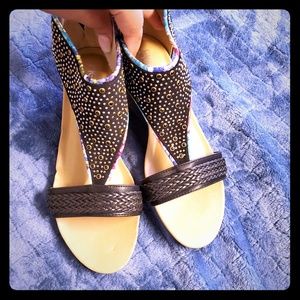 Multi colored sandal wedge